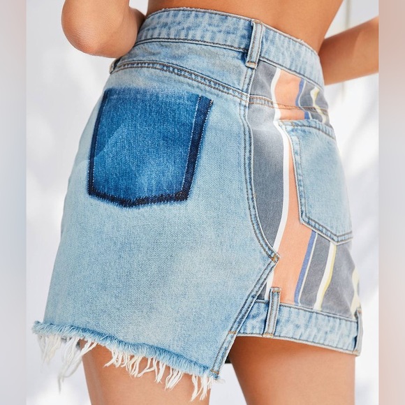 Urban Outfitters BDG Striped Patchwork Denim Mini Skirt - Picture 4 of 14